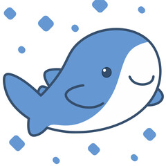 Cute Happy Whale Cartoon illustration Sticker emote Clip Art