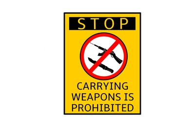 illustration of an isolated logo used as a military design element in the form of a warning about the prohibition of weapons in jpg format