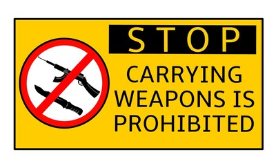 illustration of an isolated logo used as a military design element in the form of a warning about the prohibition of weapons in jpg format