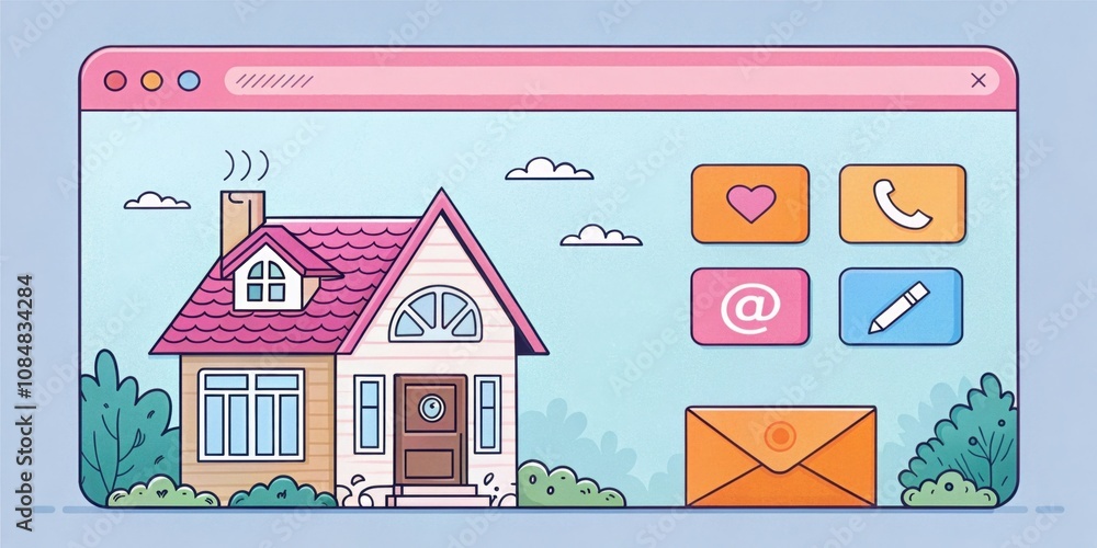 Aufkleber chunky icons a bright and colorful browser window with oversized icons on a sandy toolbar. the home 