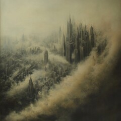Misty morning fog blankets the forest, casting a serene spell over the landscape