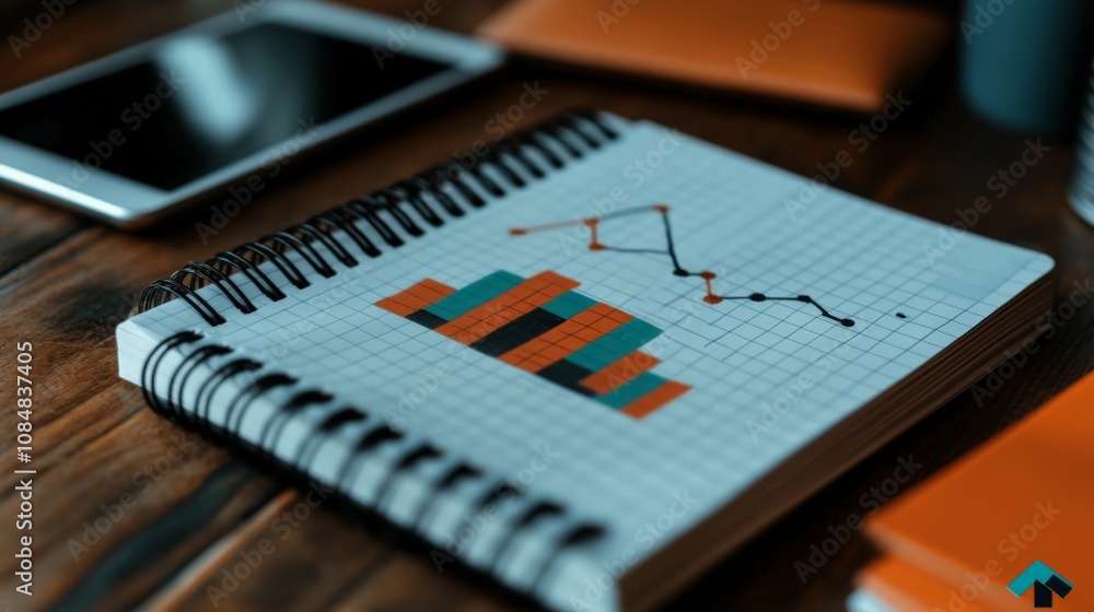 Poster notebook displays hand drawn charts and graphs