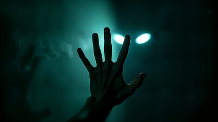 A Chilling Nightmare as a Ghostly Hand Reaches Through the Dark Screen, Creating an Unsettling Presence