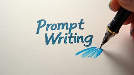 Artistic Prompt Writing with a Fountain Pen on Paper