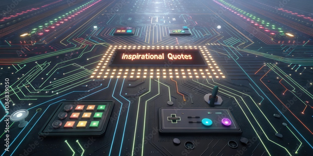 Aufkleber circuit board landscape a sprawling digital landscape resembling a circuit board adorned with glowin