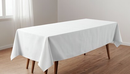 Empty dining table mockup with a white cloth 600