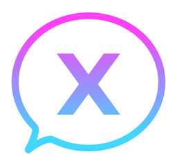 Obraz premium ネオンカラーのグラデーション｜Xアイコンと吹き出し