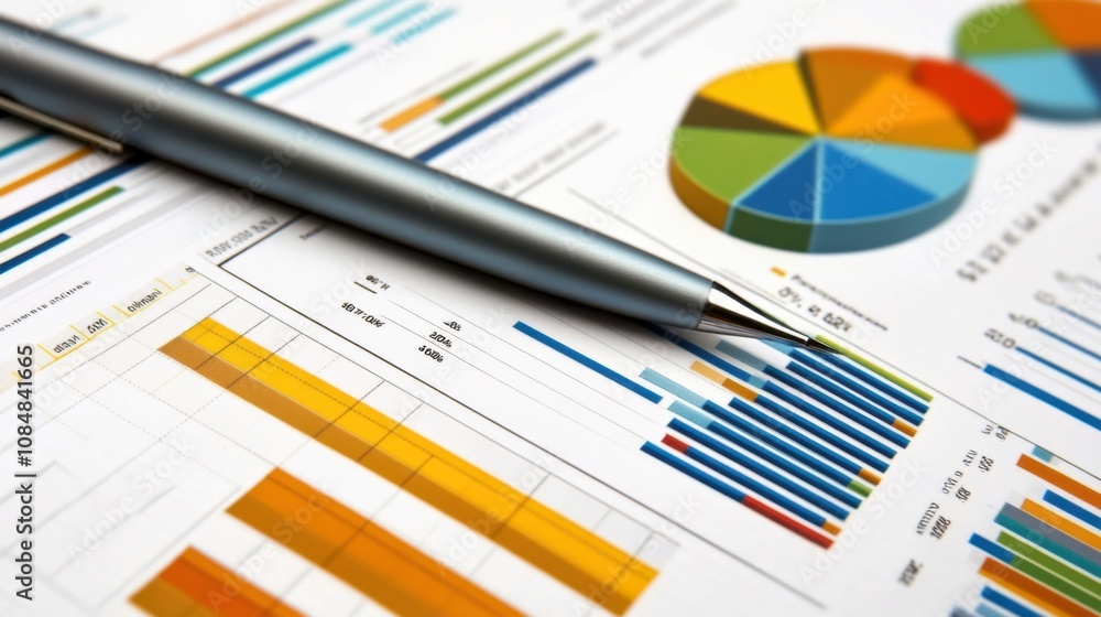 Poster business analysis displayed with charts and graphs on a screen