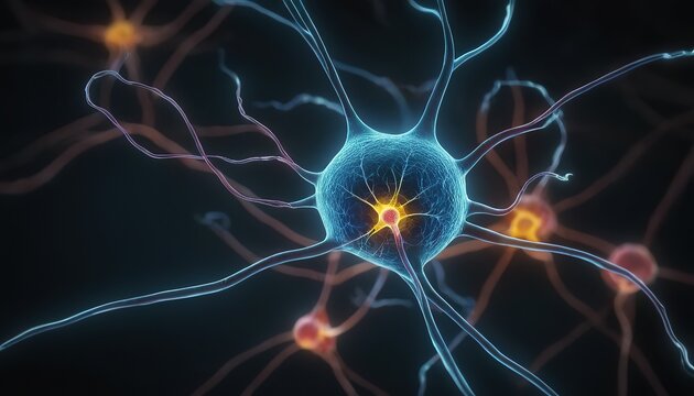 3D Visualization of Active nerve cells. neuron 602
