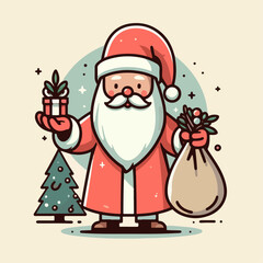 Illustration of santa claus and christmas tree