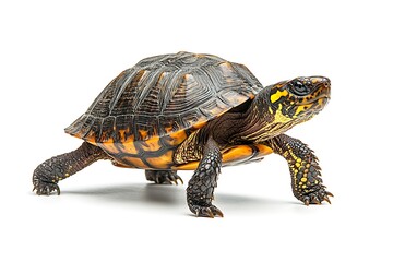 Obraz premium A detailed view of a turtle on a white background.