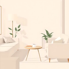 minimalist digital modern lifestyle scene illustration 