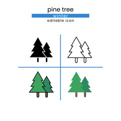 Fototapeta premium pine tree winter icon set