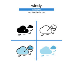 Fototapeta premium Windy winter icon set