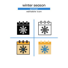 winter season icon set