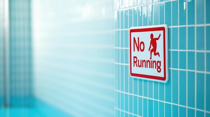 Swimming pool warning sign placed near the edge of a pool, emphasizing safety and caution for swimmers, ensuring a secure aquatic environment.