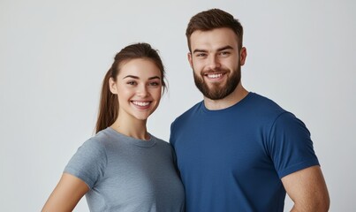 Fototapeta premium Portrait of a Happy Young Couple Smiling Together