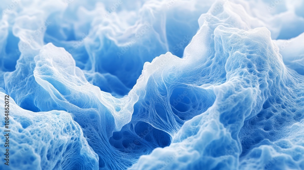Poster a close-up view of textured blue patterns resembling abstract waves or organic structures.