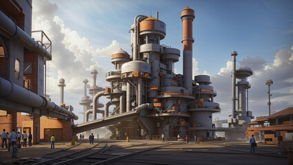 A young woman in a military-style uniform stands in a long, arched hallway.