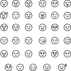 顔　アイコン　絵文字　顔文字　飾り　イラスト素材セット