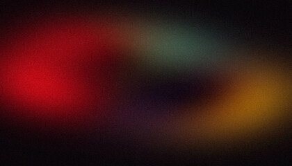 Abstract glowing color flow grainy background. Dark black red orange blue color wave noisy shaped, vibrant and bright colors, noise texture backdrop design