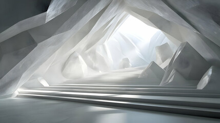 White Crystal Cave 3D Illustration