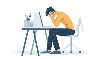 Stressed Worker at Desk