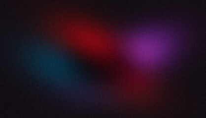 Abstract glowing color flow grainy background. Dark black purple red blue color wave noisy shaped, vibrant and bright colors, noise texture backdrop design