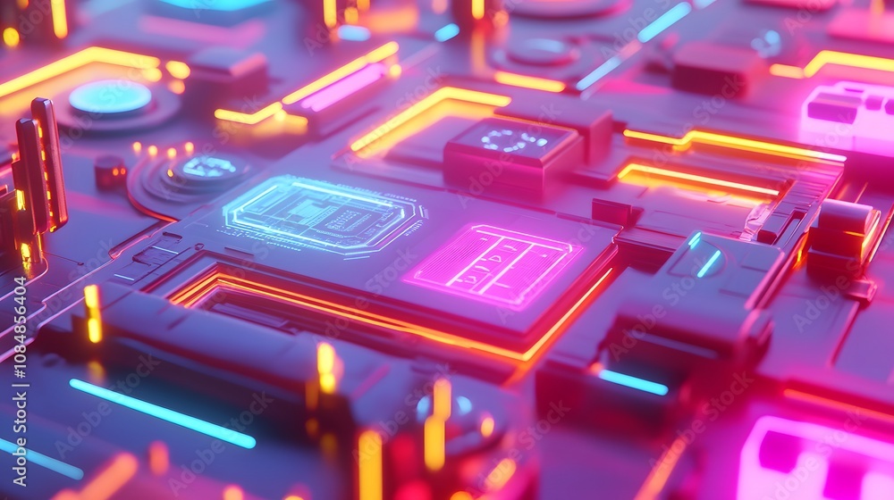 Aufkleber a 3d-rendered ai interface on a holographic screen, layered with 2d data visualizations and futurist