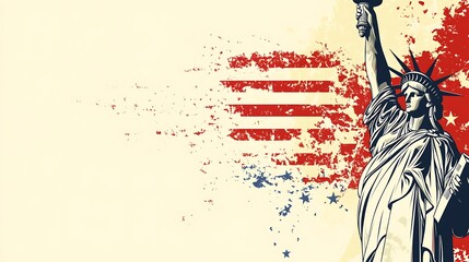 Statue of Liberty with American Flag