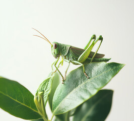 Fototapeta premium green grasshopper isolated on white background