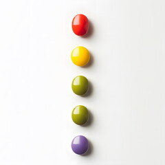 Four colorful dots arranged vertically against a white background, showcasing a vibrant and minimalist aesthetic.