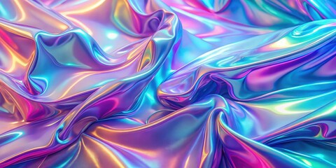 Obraz premium Abstract iridescent textile folds with vibrant color reflections
