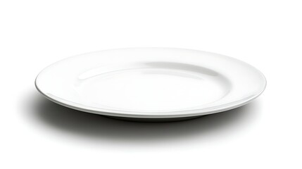 Empty plate on a white background closeup top view