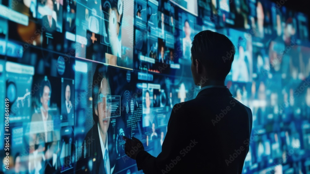 Aufkleber A professional attending a virtual conference with interactive networking features, symbolizing business networking and professional development online, Contemporary lifestyle scene