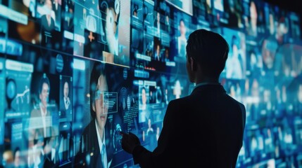 A professional attending a virtual conference with interactive networking features, symbolizing business networking and professional development online, Contemporary lifestyle scene