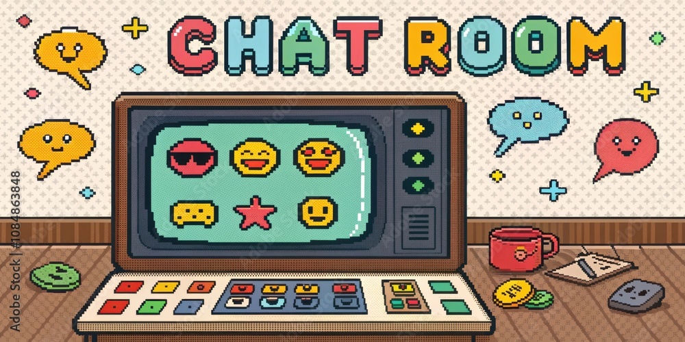 Poster colorful nicknames an oldschool chat room filled with colorful usernames each styled in retro pixel 