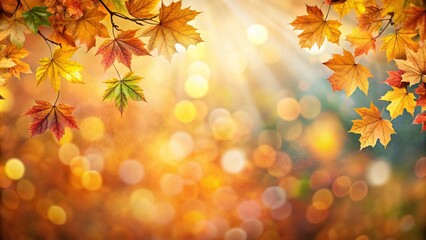 Fototapeta premium A colorful background with a tree and the sun shining through the leaves. Created through AI