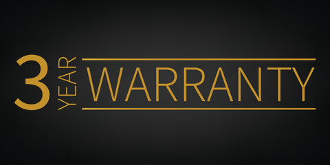 3 year warranty logo with golden banner