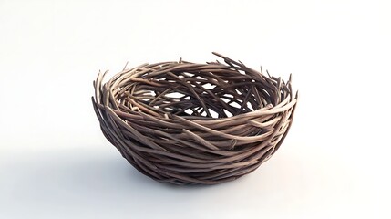 Fototapeta premium Empty bird nest isolated on white background