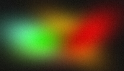 Abstract glowing colir gradient grainy background. Black green orange red color noisy gradient, vibrant color flow, wave shaped, bright, shine, noise texture backdrop design