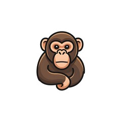 Obraz premium This picture features a cartoon illustration of a monkey in a simple and modern style.