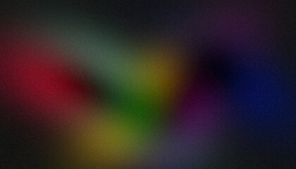 Abstract glowing colir gradient grainy background. Black purple blue red green color noisy gradient, vibrant color flow, wave shaped, bright, shine, noise texture backdrop design