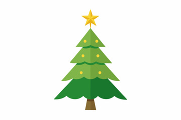 Elegant Christmas tree clipart in a minimalist style in white background.