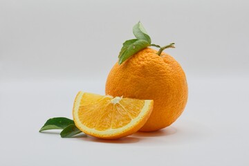 Fresh orange, orange slice isolated on white background