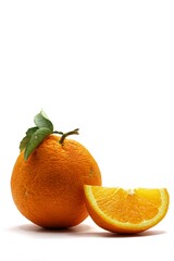 Fresh orange, orange slice isolated on white background