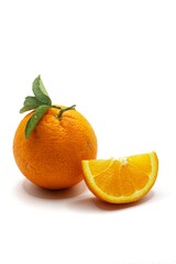 Fresh orange, orange slice isolated on white background