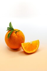 Fresh orange, orange slice isolated on white background