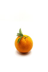orange with green leaves on isolated background. Orange isolated on white background - Arancia Tarocco - Citrus sinensis