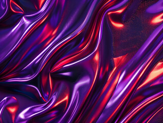 Obraz premium Purple satin with metallic stripes, glowing neon lights, and shimmering texture.